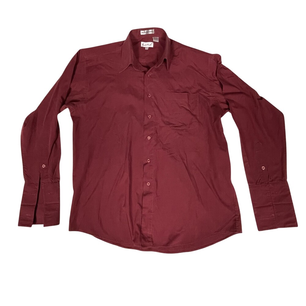 Karl Knox Shirt Mens 16.5 34/35 Burgundy Dress French Cuff Long Sleeve